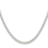 925 White Gold 4 mm Box Chain Necklace, Polished