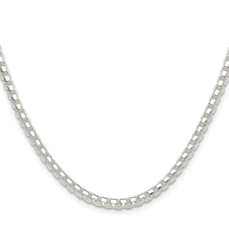 925 White Gold 4 mm Box Chain Necklace, Polished