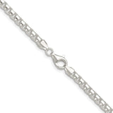 925 White Gold 4 mm Box Chain Necklace, Polished alternate angle