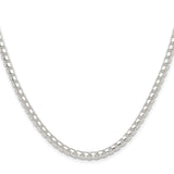 925 White Gold 4 mm Box Chain Necklace, Polished