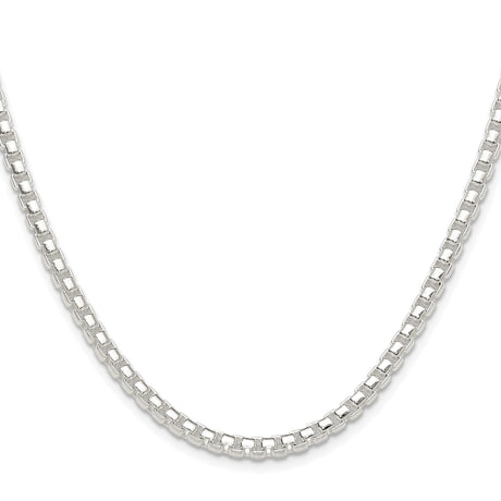 925 White Gold 4 mm Box Chain Necklace, Polished