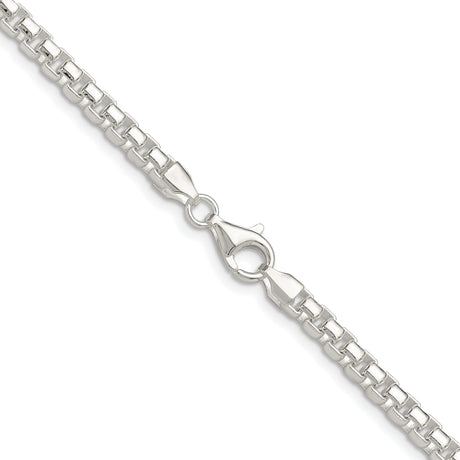 925 White Gold 4 mm Box Chain Necklace, Polished alternate angle