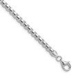 925 White Gold 4 mm Box Chain Bracelet, Polished shown for scale