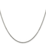 925 White Gold 2.25 mm Rope Chain Necklace, Polished
