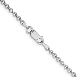 925 White Gold 2.8 mm Polished Chain Necklace, Solid alternate angle