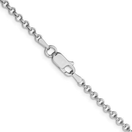 925 White Gold 2.8 mm Polished Chain Necklace, Solid alternate angle