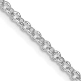 925 White Gold 2.8 mm Polished Chain Necklace, Solid detail view