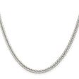 925 White Gold 3 mm Polished Chain Necklace, Solid