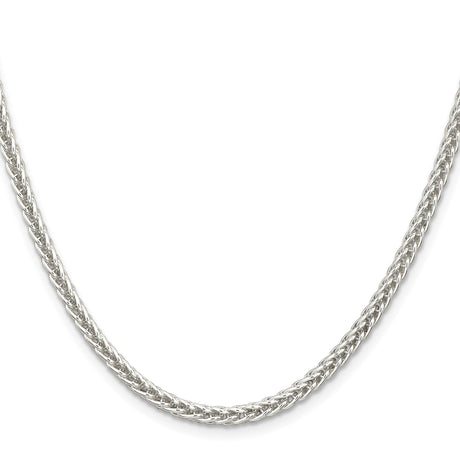925 White Gold 3 mm Polished Chain Necklace, Solid