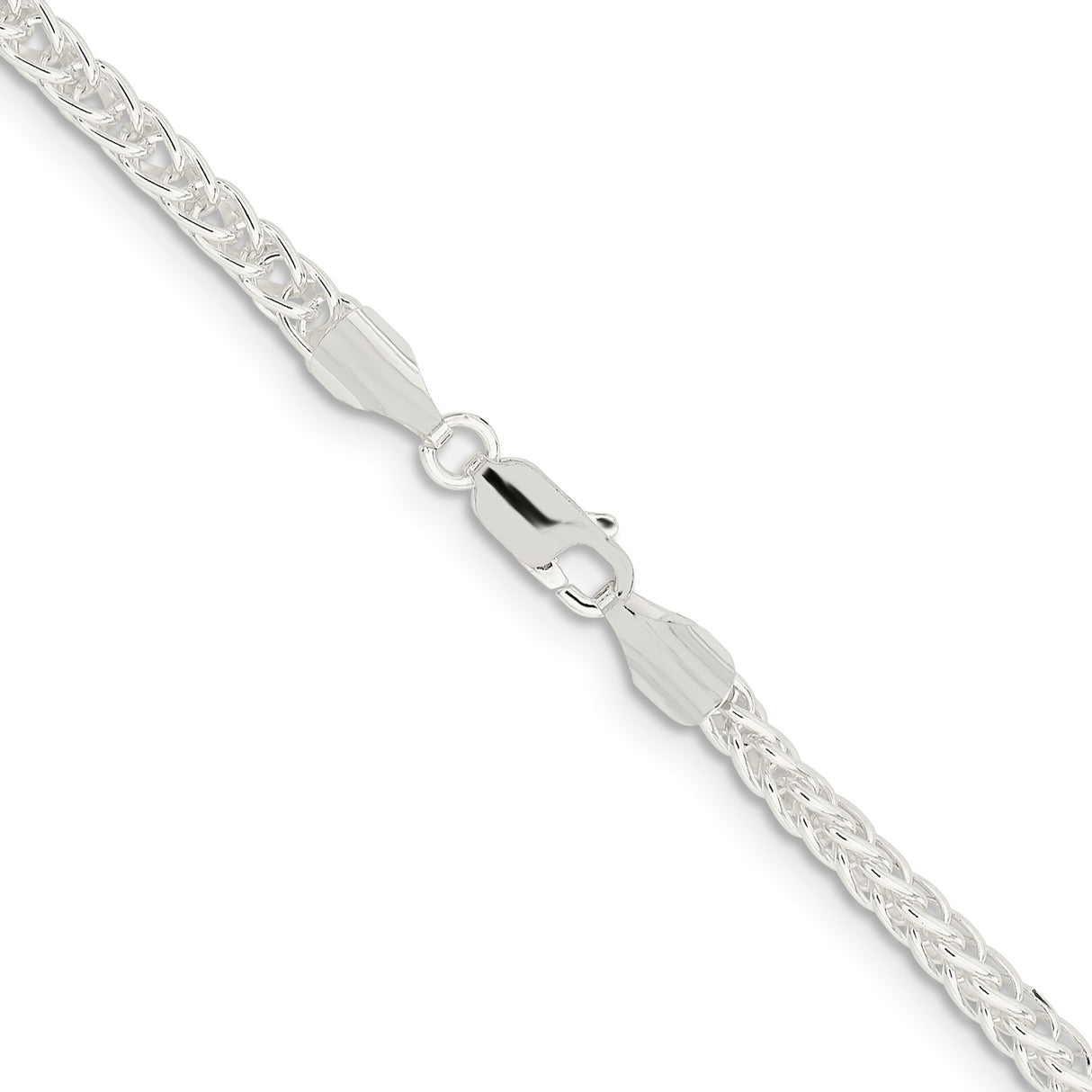 925 White Gold 3 mm Polished Chain Necklace, Solid alternate angle