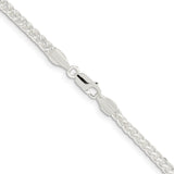 925 White Gold 3 mm Polished Chain Necklace, Solid alternate angle
