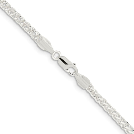 925 White Gold 3 mm Polished Chain Necklace, Solid alternate angle