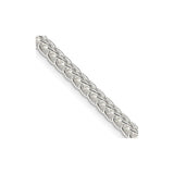 925 White Gold 3 mm Polished Chain Necklace, Solid detail view