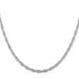 925 White Gold 2.75 mm Rope Chain Necklace, Polished