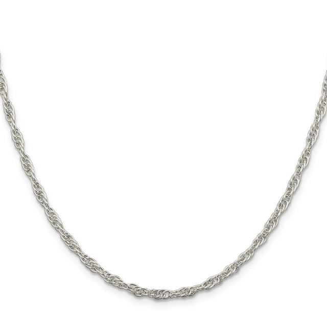 925 White Gold 2.75 mm Rope Chain Necklace, Polished