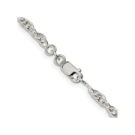 925 White Gold 2.75 mm Rope Chain Necklace, Polished alternate angle