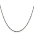 925 White Gold 2.5 mm Rope Chain Necklace, Polished