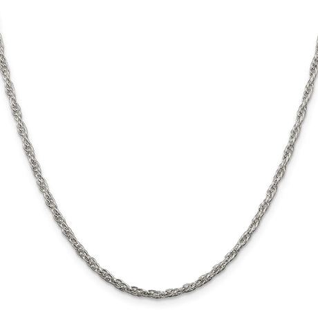 925 White Gold 2.5 mm Rope Chain Necklace, Polished
