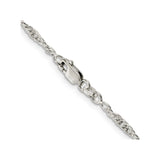 925 White Gold 2.5 mm Rope Chain Necklace, Polished alternate angle