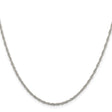 925 White Gold 1.95 mm Rope Chain Necklace, Polished
