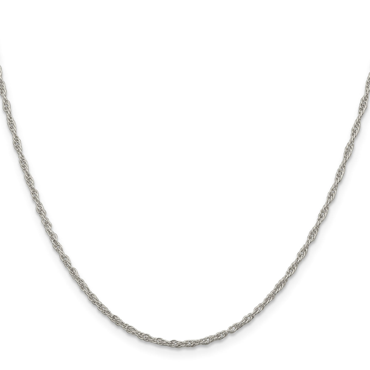 925 White Gold 1.95 mm Rope Chain Necklace, Polished