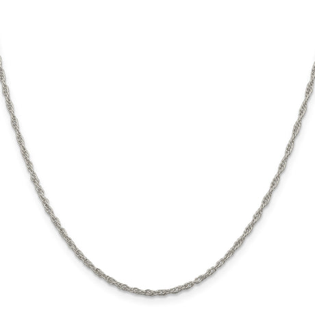 925 White Gold 1.95 mm Rope Chain Necklace, Polished