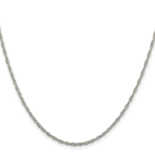 925 White Gold 1.95 mm Rope Chain Necklace, Polished