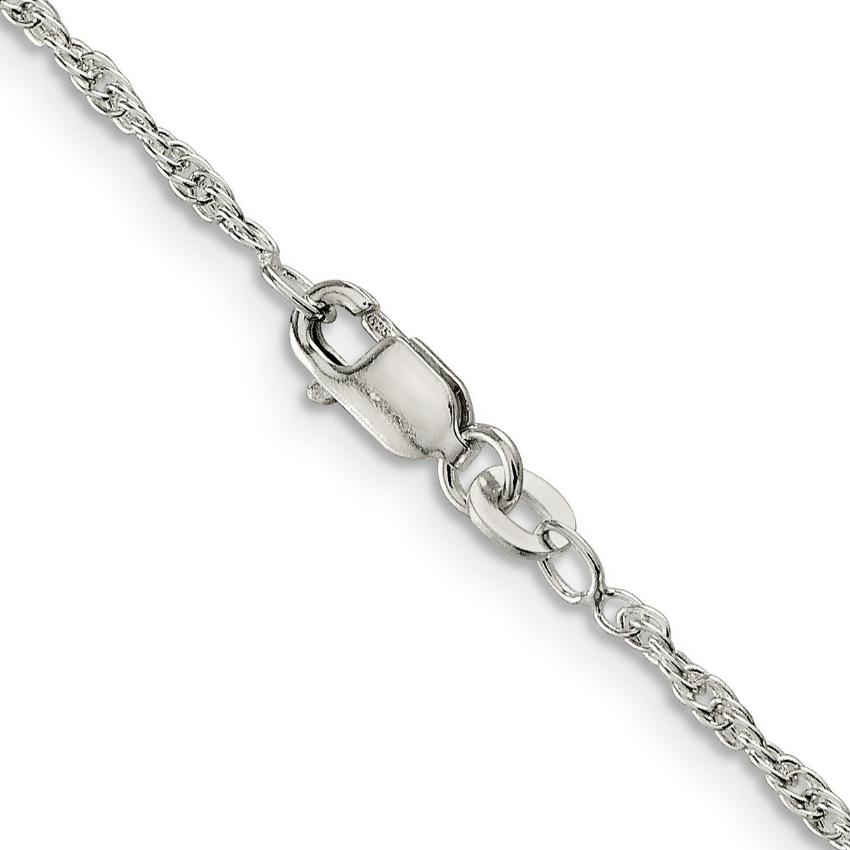925 White Gold 1.95 mm Rope Chain Necklace, Polished alternate angle