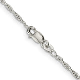 925 White Gold 1.95 mm Rope Chain Necklace, Polished alternate angle