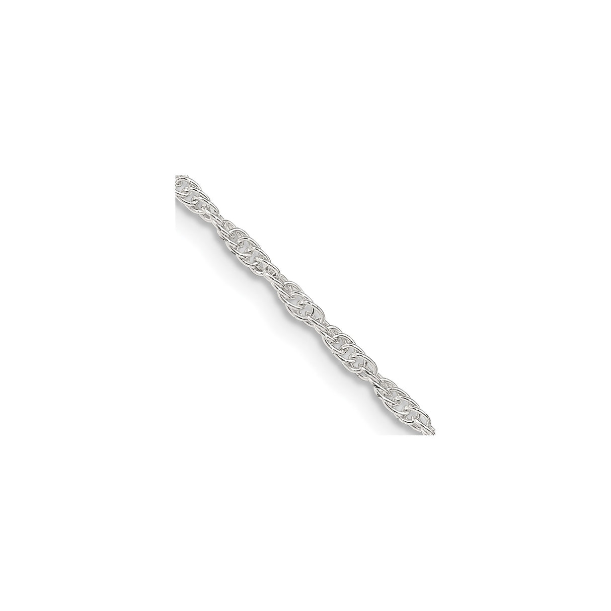 925 White Gold 1.95 mm Rope Chain Necklace, Polished alternate angle