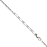 925 White Gold 1.95 mm Rope Chain Necklace, Polished detail view