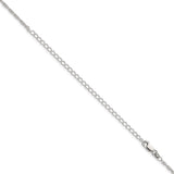 925 White Gold 1.95 mm Rope Chain Necklace, Polished detail view