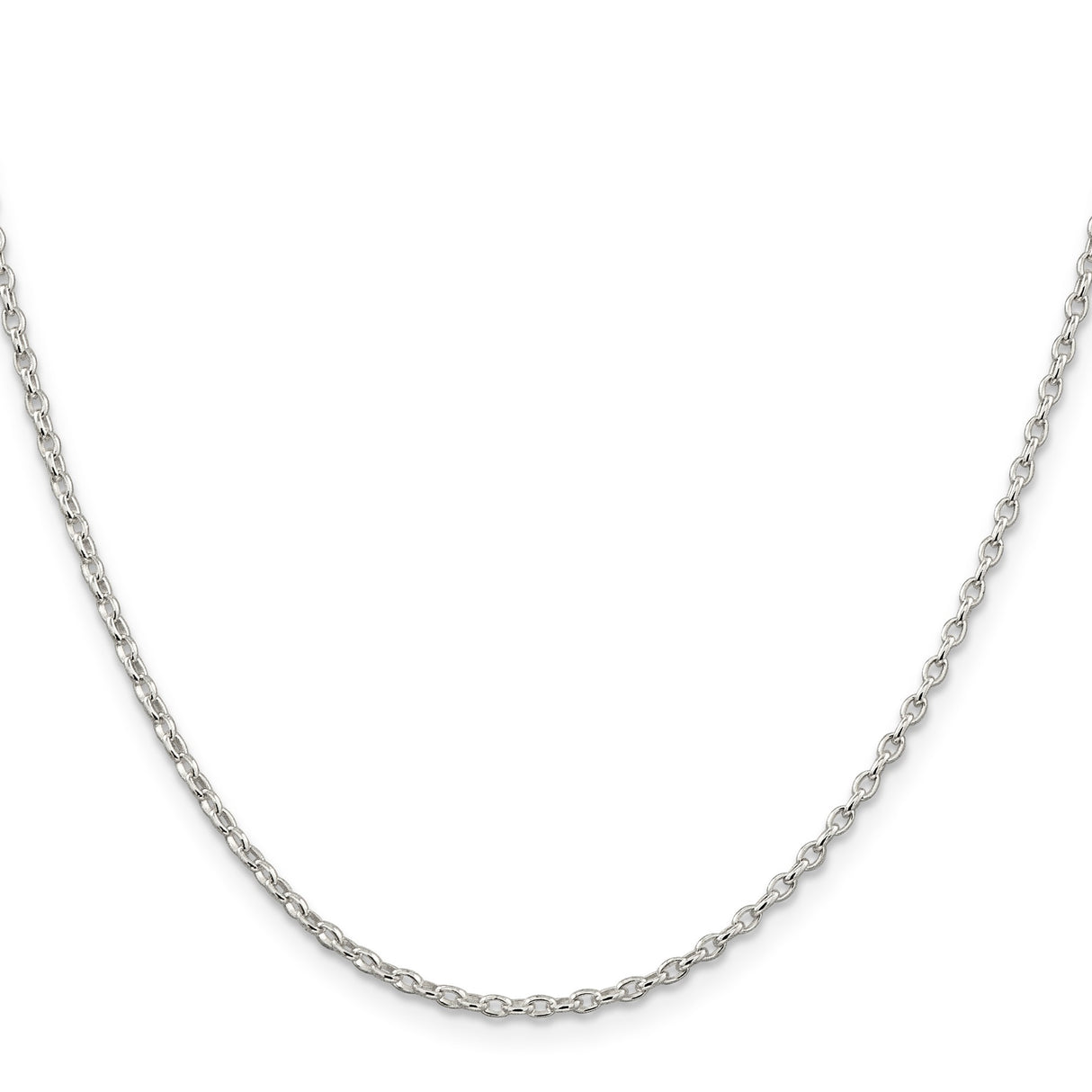 925 White Gold 1.6 mm Polished Chain Necklace, Solid