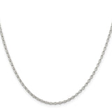 925 White Gold 1.6 mm Polished Chain Necklace, Solid