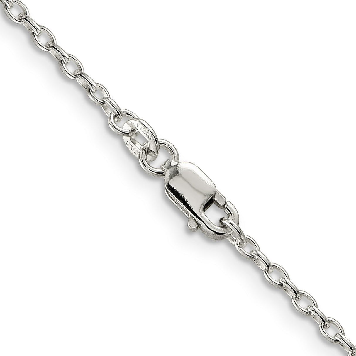 925 White Gold 1.6 mm Polished Chain Necklace, Solid alternate angle