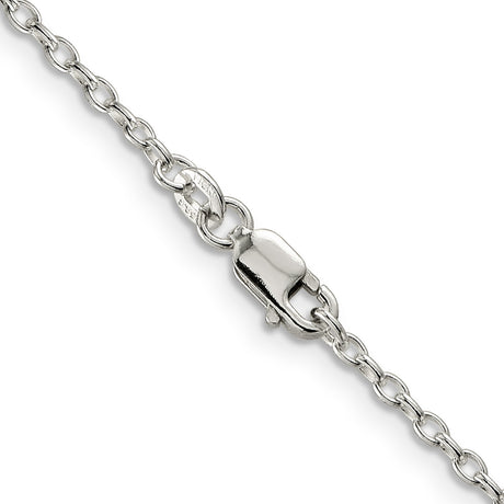 925 White Gold 1.6 mm Polished Chain Necklace, Solid alternate angle
