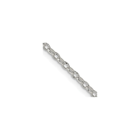 925 White Gold 1.6 mm Polished Chain Necklace, Solid alternate angle