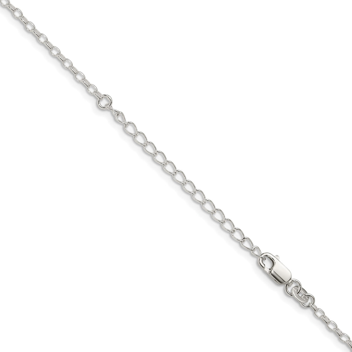925 White Gold 1.6 mm Polished Chain Necklace, Solid detail view