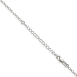 925 White Gold 1.6 mm Polished Chain Necklace, Solid detail view