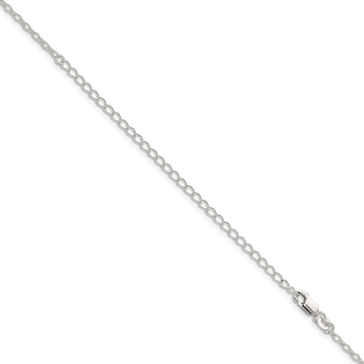 925 White Gold 1.6 mm Polished Chain Necklace, Solid detail view