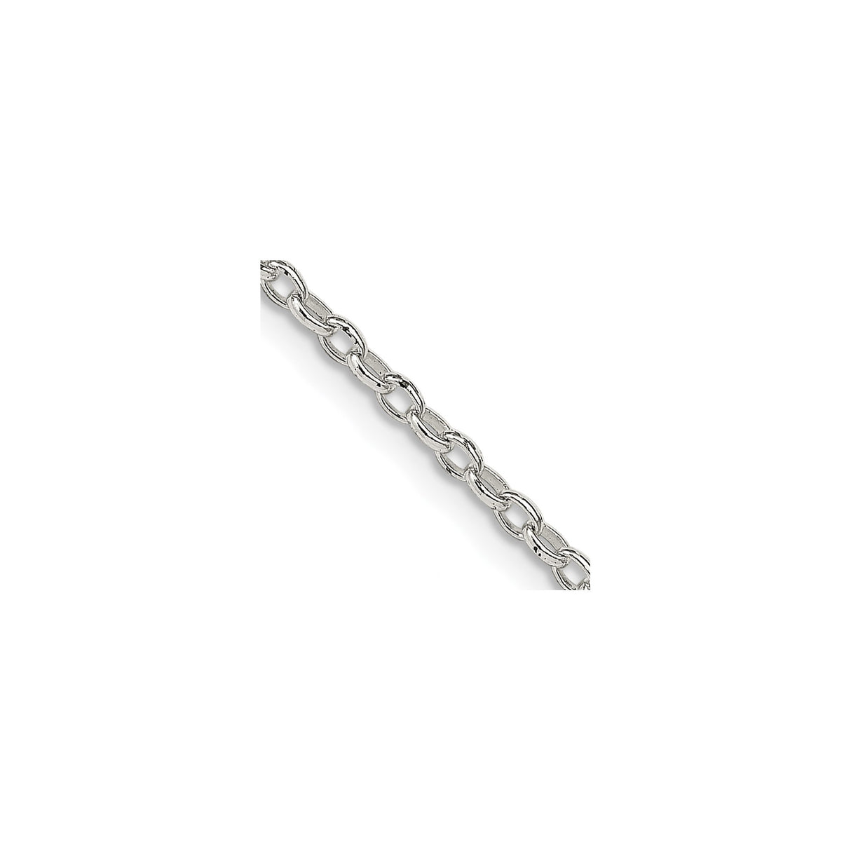 925 White Gold 1.6 mm Polished Chain Necklace, Solid detail view