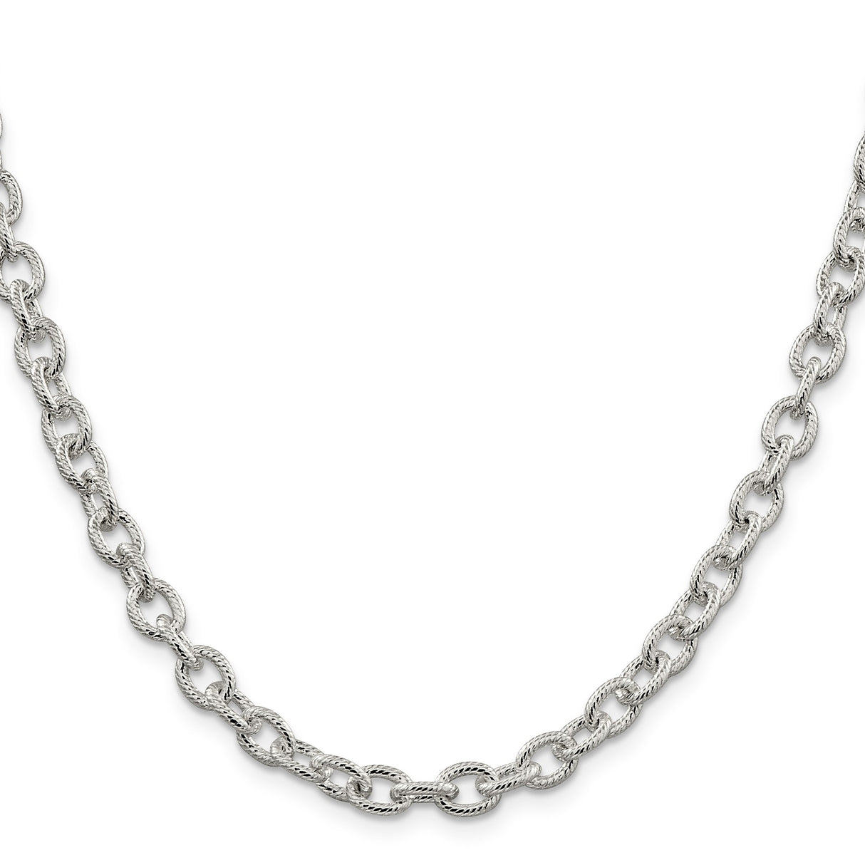 925 White Gold 6.25 mm Polished Chain Necklace, Solid