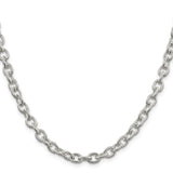 925 White Gold 6.25 mm Polished Chain Necklace, Solid