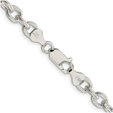 925 White Gold 6.25 mm Polished Chain Necklace, Solid alternate angle