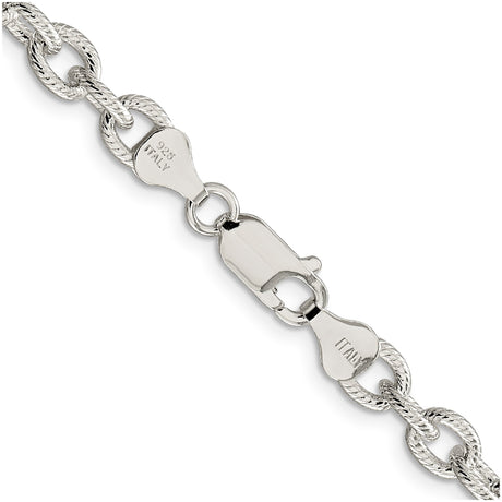 925 White Gold 6.25 mm Polished Chain Necklace, Solid alternate angle