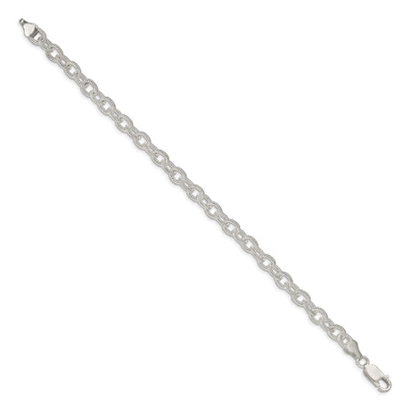 925 White Gold 6.25 mm Polished Chain Bracelet, Solid