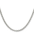925 White Gold 4 mm Polished Chain Necklace, Solid