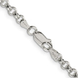 925 White Gold 4 mm Polished Chain Necklace, Solid alternate angle