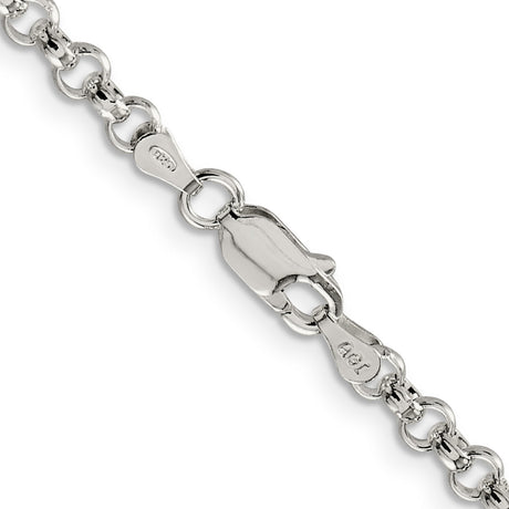 925 White Gold 4 mm Polished Chain Necklace, Solid alternate angle
