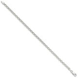 925 White Gold 4 mm Polished Chain Bracelet, Solid